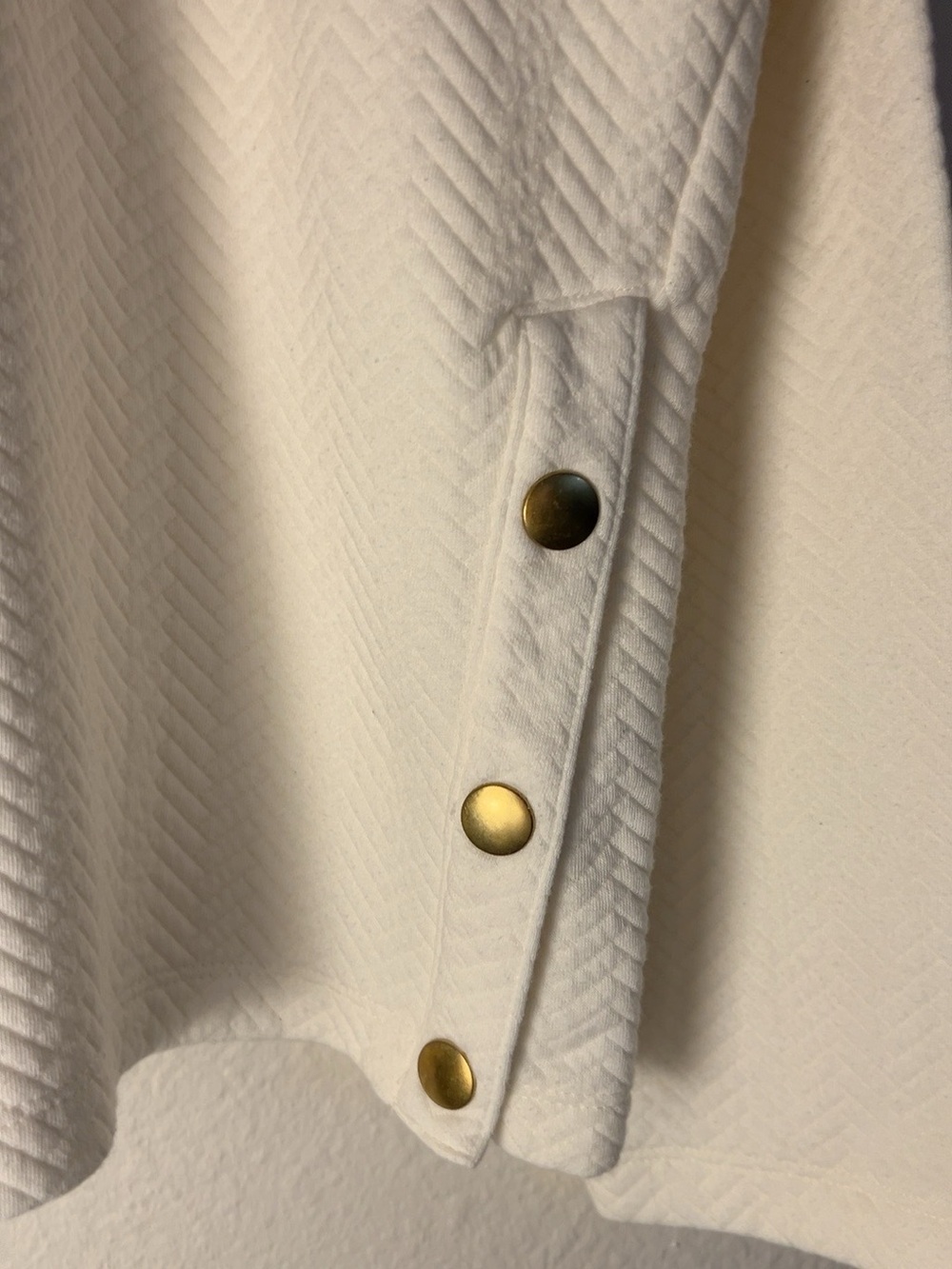 J.Crew Ivory Herringbone Quilted Mock Neck Side Snap Sweatshirt XL - Picture 5 of 9